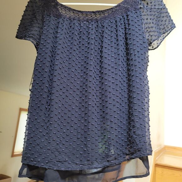 J.Crew Women's Navy Square Neck Size 4 Popcorn Blouse - Picture 2 of 5
